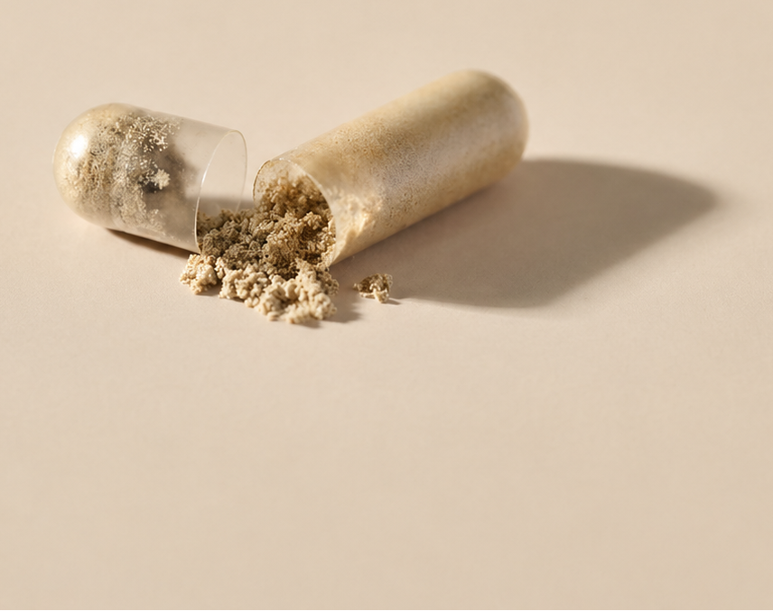 Tailored Health capsules with a printed formula card